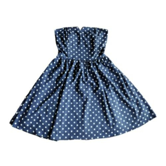Women's Polka‎ Dot Dress Strapless Medium Blue White Myán - Picture 1 of 8